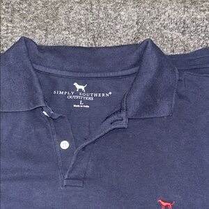 Simply Southern Navy Blue Polo with Red Dog Logo